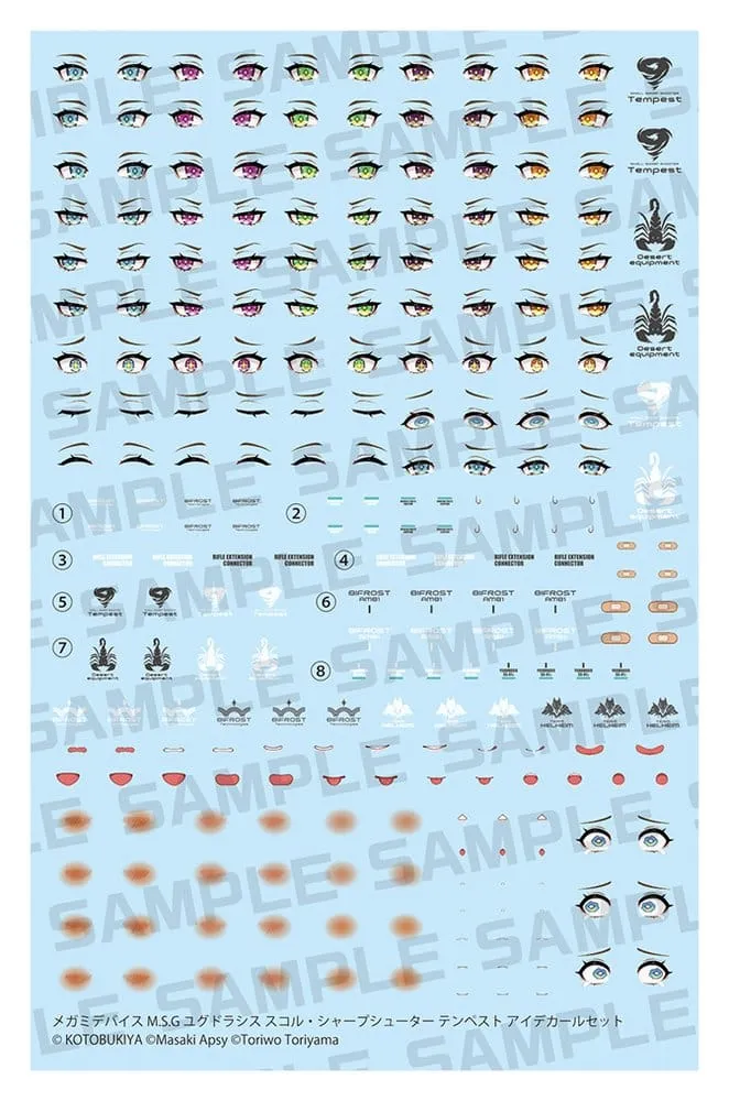 Megami Device M.S.G. Plastic Model Kit 1/1 Yggdrasis Skoll Sharpshooter Tempest Eye Decal Set